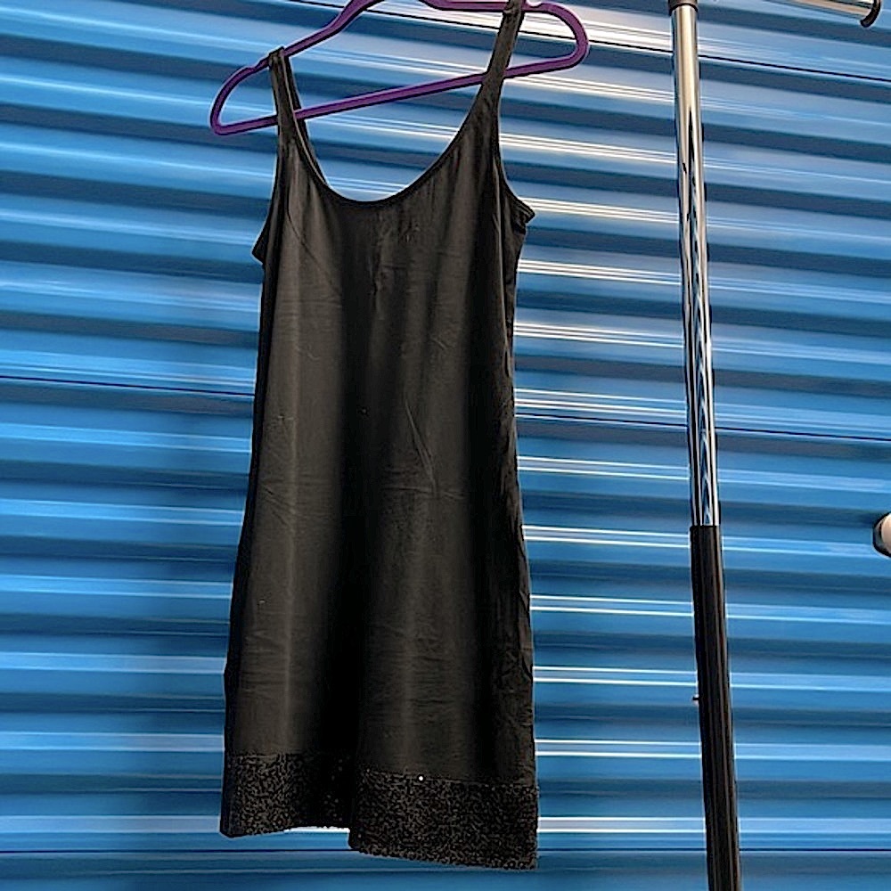 Long, Stretchy Tank Dress w/ wide Sequin hem (Body Con)